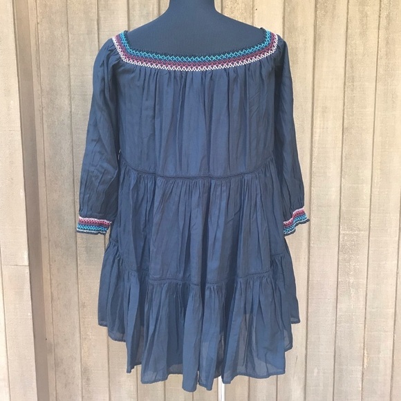 Free People Embroidered Floral Gypsy Dress Black - Picture 4 of 8